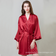 Custom Popular Silk Bride Bridegroom Satin Sleep Wear Kimono Silky Robes for Christmas and New Year